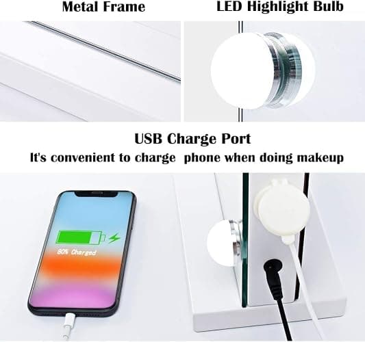 Kucitup Lighted Vanity Mirror with 10X Magnification, 15 Dimmable LED Bulbs, Touch Controls - Wall or Tabletop thumbnail 5