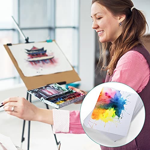 300 Pcs Watercolor Paper Sheet Bulk White Cold Press Paper Pack 110 lb 230 GSM Sketch Painting Watercolor Paper Pad for Kids Watercolorist Students Beginning Artists (5 x 7 Inch) - 5 x 7 Inch thumbnail 7