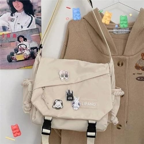 Pbkabiug Cute Nylon Messenger Bag for Women Kawaii Shoulder Crossbody Bag with Kawaii Accessories Aesthetic Tote Bag thumbnail 3