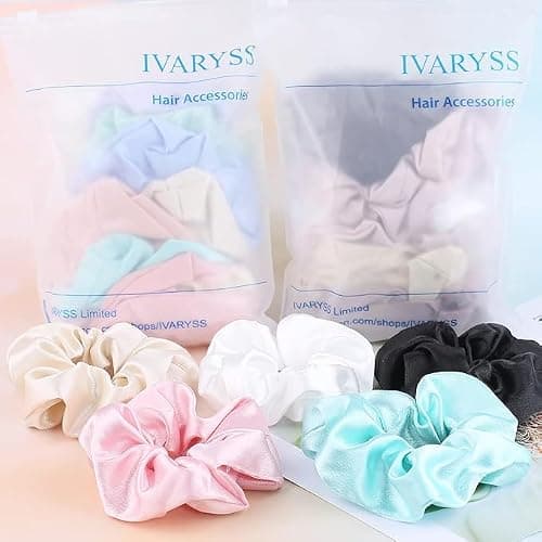 IVARYSS Satin Scrunchies for Girls, Soft Than Silk for Hair, Fashion Ties and Bands for Thin | Thick Hair Styling, 16 Pack (Multi-Pink) thumbnail 7