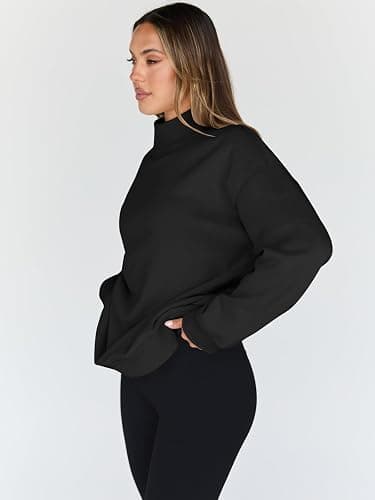 Trendy Queen Womens Oversized Sweatshirts Turtleneck Pullover Long Sleeve Hoodies Tops Fall Fashion Outfits 2025 Clothes thumbnail 3