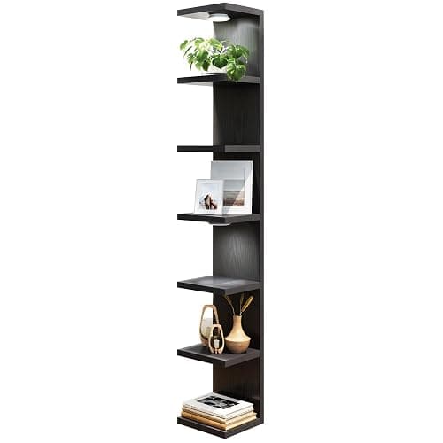 Fixwal 7 Tier Wall Shelf with LED Lights Lack Shelf for Room Decor (Black) | 76.8in Tall, Holds 11Lbs per Tier, Flexible Section Installation, Fits Any Room Decor - Image 1