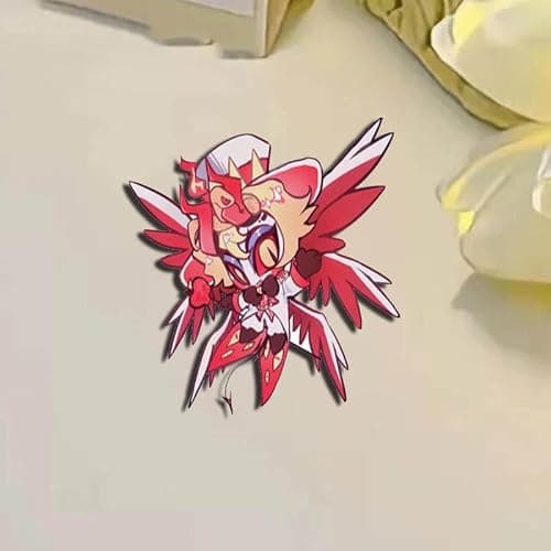 Hazbins Alastor Hotel Badge, 8 Pieces Angel Dust Alastor Vaggie Hust Figure Brooch, Cute Cartoon Pins Toys, Acrylic Badge, Angel Cosplay Props Set thumbnail 8