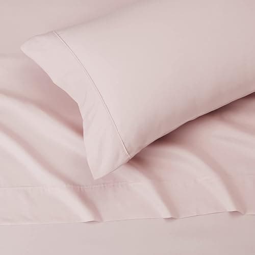Amazon Basics Lightweight Super Soft, Comfortable Easy Care Microfiber 3-Piece Bed Sheet Set with 14-Inch Deep Pockets, Easy to Wash, Twin XL, Blush Pink, Solid thumbnail 3