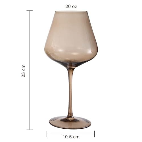 Terracotta Mars Collection Colored Crystal Wine Glass Set of 5, Gift For Him, Mom Dad Friend - 20 oz Glasses, Unique Italian Style Tall Drinkware - Red & White, Beautiful Glassware thumbnail 3
