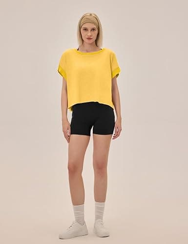 UNIANKIYA Open Back Workout Tops for Women Loose Fit Athletic Crop Tee Short Sleeve Gym Running Yoga Shirt thumbnail 3