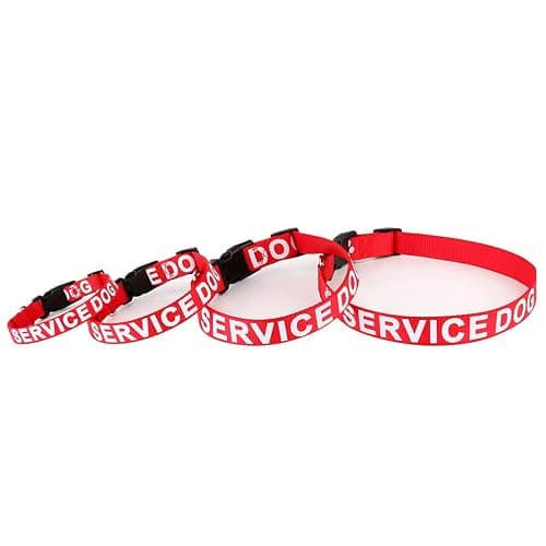 Plutus Pet Service Dog Collar,Printed in Large Letters on Nylon Webbing,Prevents Accidents by Warning Others of Your Dog in Advance,Two Colors,Four Sizes,Neck 14-20 inch,Medium,Red | Adjustable, Heavy Duty with Quick Snap Buckle, for Puppy Small Medium Large Dogs, Red, M thumbnail 3