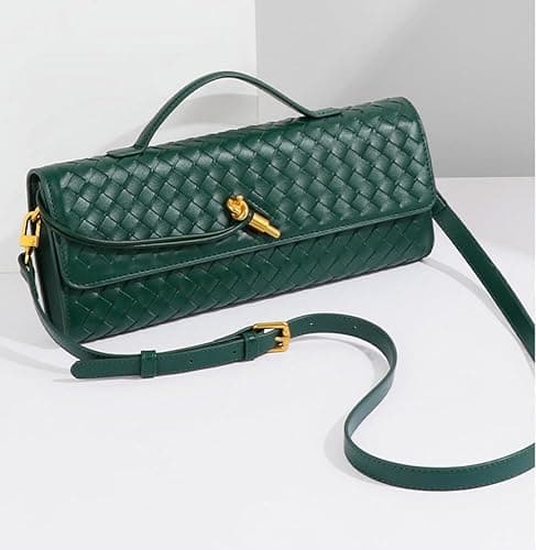 Upbull Trendy Woven Evening Clutch Purses Women Underarm Shoulder Handbag Cute Satchels Crossbody Purse PU Leather Wallet - A Dark Purple thumbnail 6