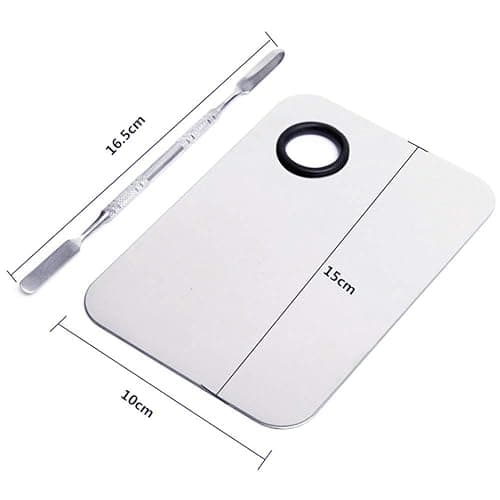 Stainless Steel Cosmetic Makeup Palette, Professional Cosmetic Mixing Makeup Palette Spatula Makeup Artist Tool, Beauty Salon Color Cream Mixing Palette With A Spatula Makeup Nail Art Palette thumbnail 4