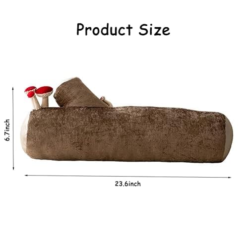 Shapeazy Mushroom Tree Log Pillow - Long Cylinder Decorative Throw Pillow for Couch, Sofa & Bed, Modern Chic Nature-Themed Pillow, Woodland Stump Accent Pillow for Living Room, Nursery, Home Decor thumbnail 2
