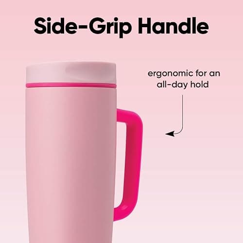 Owala SmoothSip Slider Stainless Steel Insulated Travel Mug with handle, 100% Leak Proof, For Hot and Cold Drinks, Travel Friendly with Sliding Lock Lid, 24 oz, BPA Free, Leak Proof, Pucker Up thumbnail 7