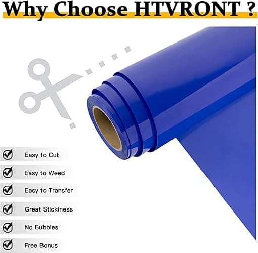 HTVRONT HTV Vinyl Rolls Blue Heat Transfer Vinyl - 12" x 20ft Blue HTV Vinyl for Shirts, Iron on for All Cutting Machines - Easy to Cut & Weed for Heat Transfer Design thumbnail 3