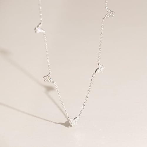 VRIUA Necklaces for Women - 14K Gold/Silver Plated Dainty Chain Necklace with Five Charms: Diamond, Bow, Snowflake, Cross, Flower, Clover, Butterfly, Heart, Star of David, and Star Trendy Jewelry thumbnail 6