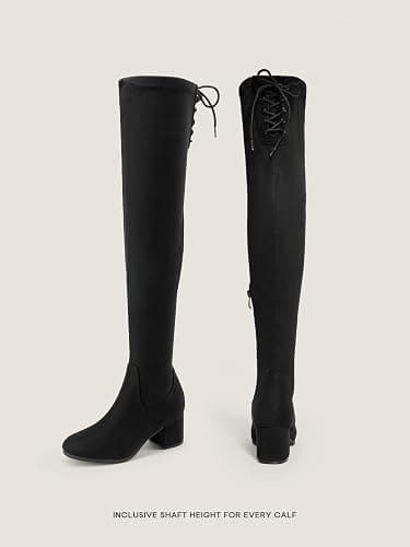 DREAM PAIRS Women's Laurence Over The Knee Thigh High Chunky Heel Boots Long Stretch Sexy Fall Boots thumbnail 2