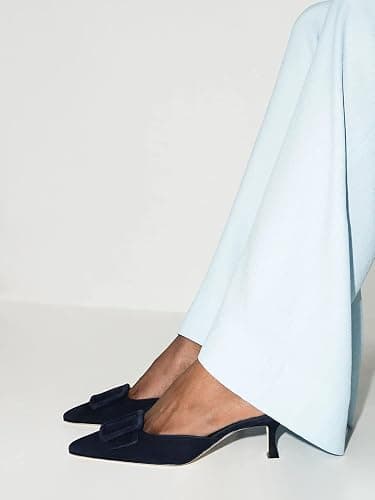 Divanne Heeled Mules for Women, Pointed Toe Slingback Pumps Buckle Kitten Heels Mules Slides Backless Dress Sandals thumbnail 7