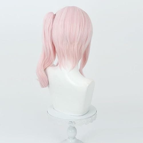 abouder Cute Pink Ponytail Wig Akiyama Mizuki Anime Cosplay Long Curly Hair Wigs with Bangs Heat Resistant Synthetic Wigs thumbnail 3