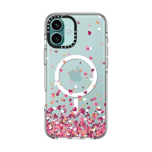 CASETiFY Clear iPhone 16 Plus Case [Not Yellowing / 6.6 ft. 3X Military Grade Drop Protection/Compatible with Magsafe] - Confetti Hearts - Clear thumbnail 4