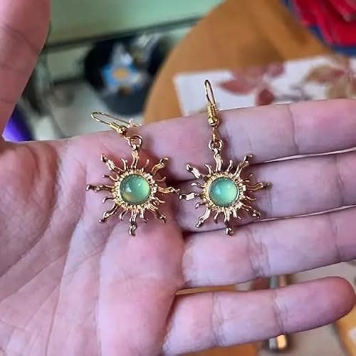DATOA Boho Sun Necklace Earrings Set Healing Nature Stone Crystal Necklace Gothic Jewelry Gift for Women Prom Party Outfit Accessories thumbnail 4