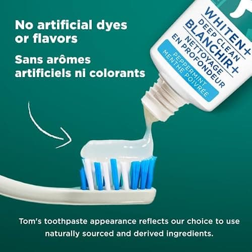 Tom’s of Maine Whitening Plus Deep Clean Toothpaste – Natural Whitening with Plant-Based Cleansers, Enamel-Safe, Fights Plaque, Freshens Breath, No Artificial Flavors, Peppermint, 85mL thumbnail 7