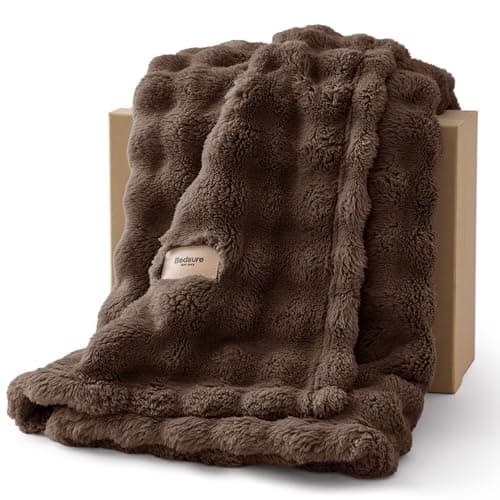 Bedsure 3D Fleece Bubble Blanket for Couch - Brown Throw Blanket for Sofa Bed Room Decor - Luxury Soft Cozy Valentines Day Gifts for Women, Lightweight, All Seasons, Brown, 50"ร70" - Image 1