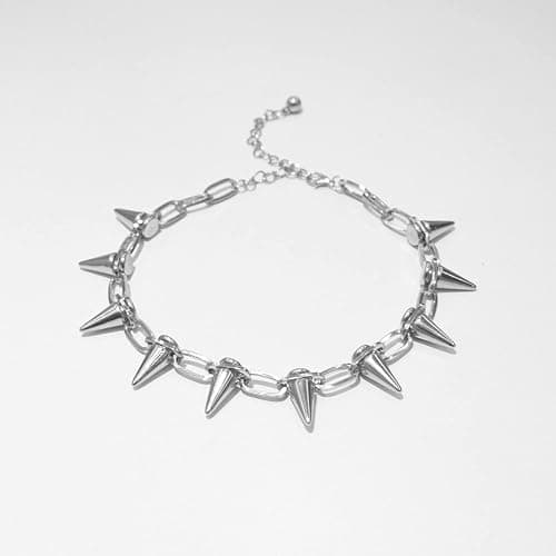Spike Necklace Spike Choker Rivet Goth Necklaces Chokers with Spikes and Chain Streetwear Vintage Punk Necklace for Women Men thumbnail 7
