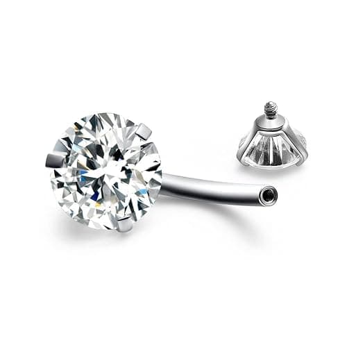 FECTAS 14g Belly Button Rings Surgical Steel CZ Petite Navel Ring for Women Body Piercing Jewelry Petite select Barbell Len 6mm 8mm 10mm 12mm 14mm Silver thumbnail 3