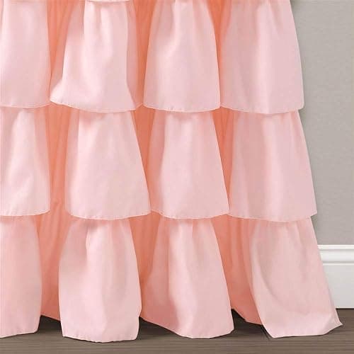 Lush Decor Blush Ruffle Window Curtain-Shabby Chic Farmhouse Style Panel for Living, Dining Room, Bedroom (Single), 84” x 50 L thumbnail 5