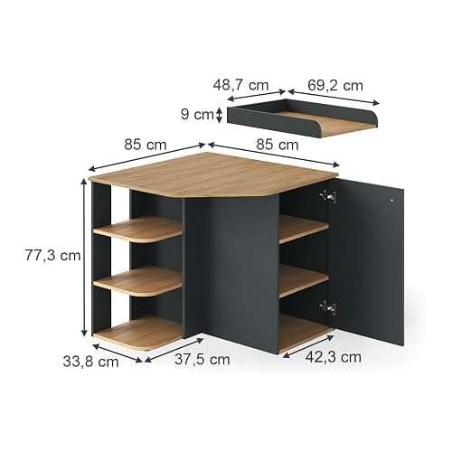 Vicco Commode à Langer Kristian, Anthracite/Artisan, 85x77.3cm avec 3 Compartiments fermés thumbnail 2