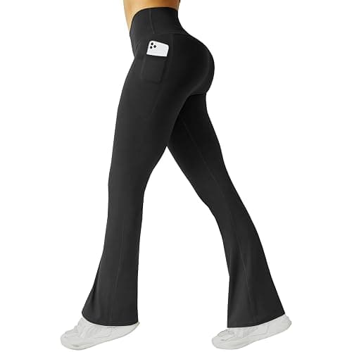 FireSwan Women's Flare Yoga Pants with Pockets High Waist Flared Leggings Bootcut Gym Workout Pants Tummy Control - Image 1