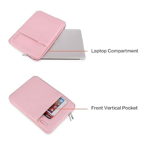 MOSISO Laptop Case 15 inch, 15 inch Laptop Sleeve Compatible with MacBook Air 15 M4 A3241 M3 A3114 M2 A2941 2025 2024 2023,Dell XPS 15,Polyester Vertical Computer Sleeve Bag with Pocket, Pink thumbnail 4
