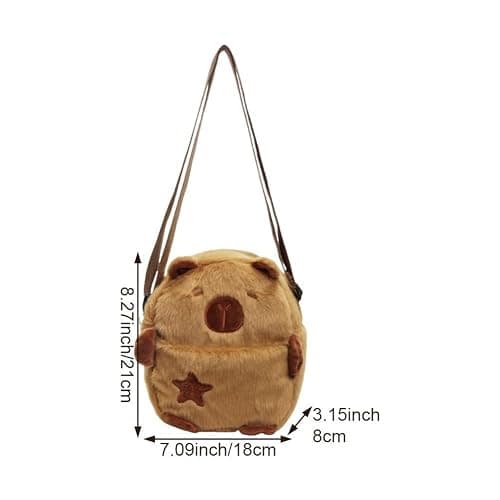 Fjlitx Cute Capybara Backpack Plush Capybara Crossbody Bag Cartoon Capybara Purse with Zipper Capybara Shoulder Bag Handbag for Girls thumbnail 6