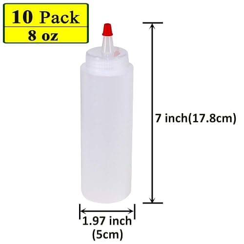 Belinlen 10 Pack 8 oz Plastic Squeeze Bottles with Red Tip Caps | Condiment Squeeze Bottles - Multipurpose for Sauce, Oil, Icing, Crafts, Art thumbnail 2