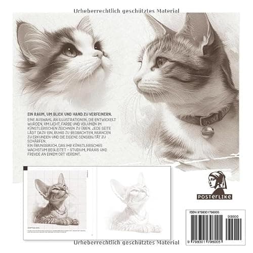 Wie Man Haustiere im Künstlerischen Stil Zeichnet. Katzenrassen mit Bleistift: Professionelles Zeichnen und Schattieren lernen durch Üben mit ... (Zeichne Haustiere wie ein Pro, Band 9) thumbnail 2