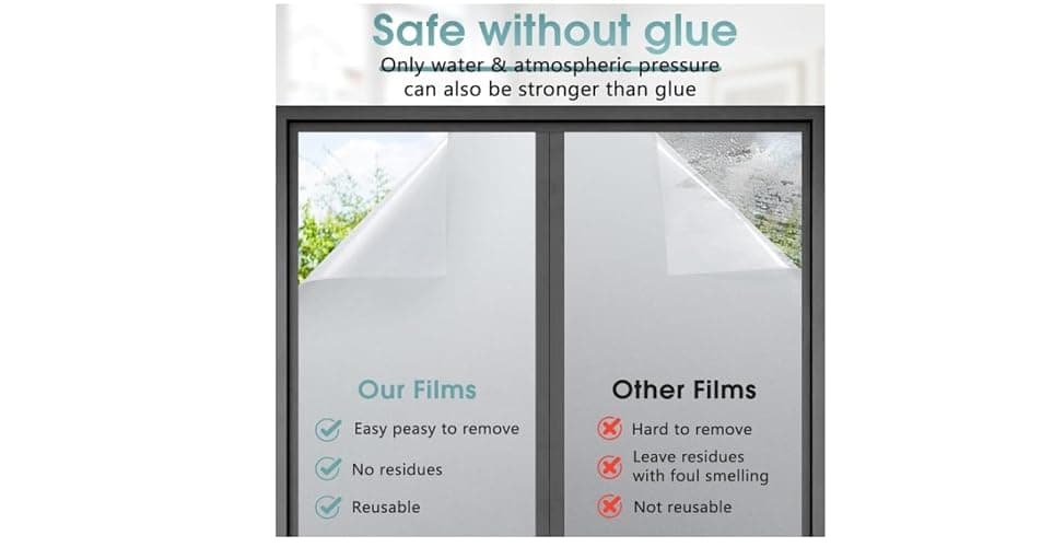 Fensterfolie Blickdicht 90x200CM Lichtrosa Blumen Statisch Selbsthaftend Dekorative Folie, Abnehmbare Glasfolien Anti-UV, für Badezimmer küche thumbnail 5