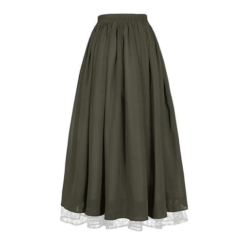 Women's Renaissance Skirt Victorian Peasant Double-Layer Maxi Long Skirt thumbnail 3