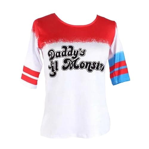 Hamishkane® Women and Kids Halloween Costumes, Cosplay Halloween Costumes for Kids and Women, Red Blue - Jackets, Knickers, Hotpants, Leggings, Daddy’s Little Monster T Shirt - Image 1