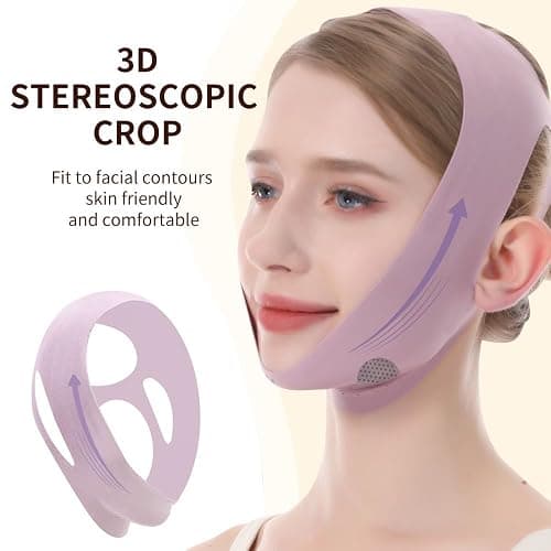V-Line Lifting Mask, Chin Strap for Sleeping, Jawline Wrap, Medium, Pink thumbnail 7