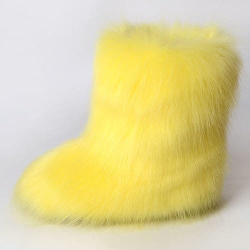 eileen UU Women's Faux fur Boot Furry Fluffy Short Snow Boot Mid-Calf Boots Warm Comfortable Outdoor Flat Shoes thumbnail 3