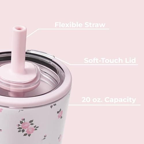 HydroJug Everyday Tumbler 20 oz – Ceramic-Lined Insulated Tumbler with Straw and Soft-Touch Lid, Cup Holder Friendly, Double-Wall Vacuum Insulation, Reusable Travel Cup – Wildrose thumbnail 5
