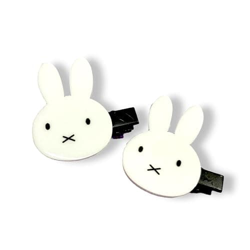 KOZUKI Hair Clip, Bunny Hair Clip, Japanese Hair Claw, White, Small (Pack of 2) - Image 1