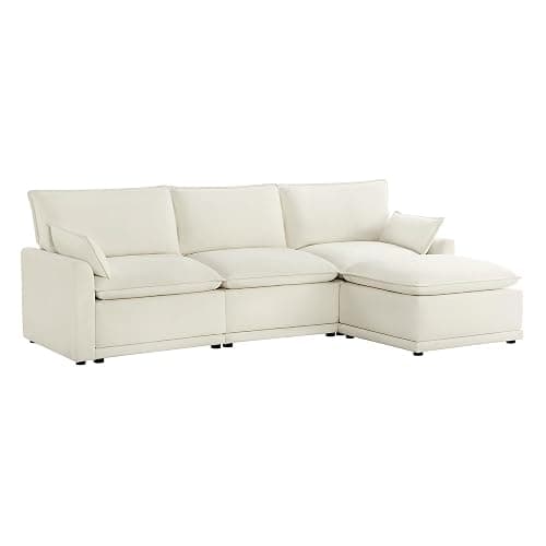 CHITA 113" Oversized Cloud Sectional Couch, Modern Modular Sectional Sofa Set for Living Room, 4 Seater L Shaped Couch, Cream thumbnail 7