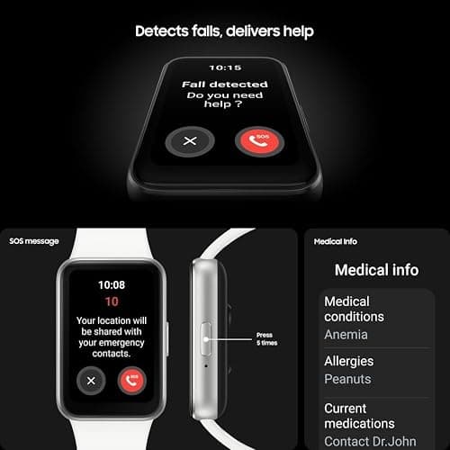 Samsung Galaxy Fit3, Smart Watch, Fitness Tracker, Health Monitoring, Silver, 3 Year Samsung Extended Warranty (UK Version) thumbnail 9