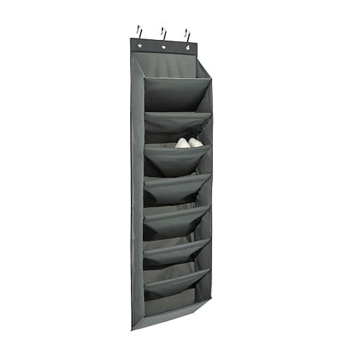 Amazon Basics Over the Door Shoe Organizer with 8 Tiers, Large, Charcoal - Image 1