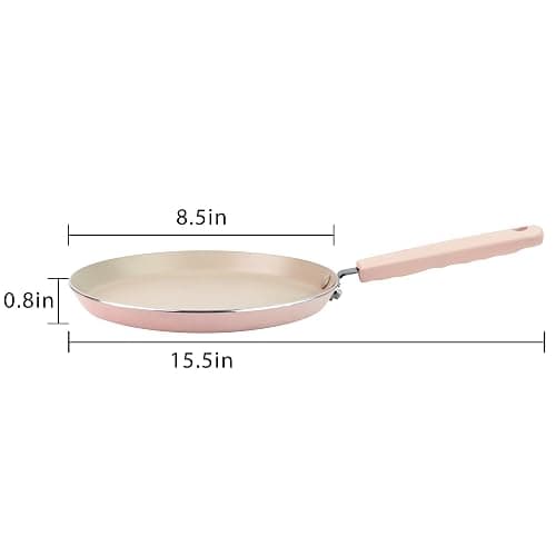 LECOOKING Crepe Pan, Dosa Pan, 8.7 inch Nonstick Crepe Pan, Dosa Tawa Tortilla Pan, Induction Compatible (Light Pink) thumbnail 3