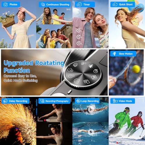 5K Vlogging Digital Camera for Beginners,80MP Travel Camera for Photography with 32GB Card,18X Zoom Portable Compact Camera with 180° Flip Screen,Waterproof Point and Shoot Camera for Teen,Ideal Gift thumbnail 6