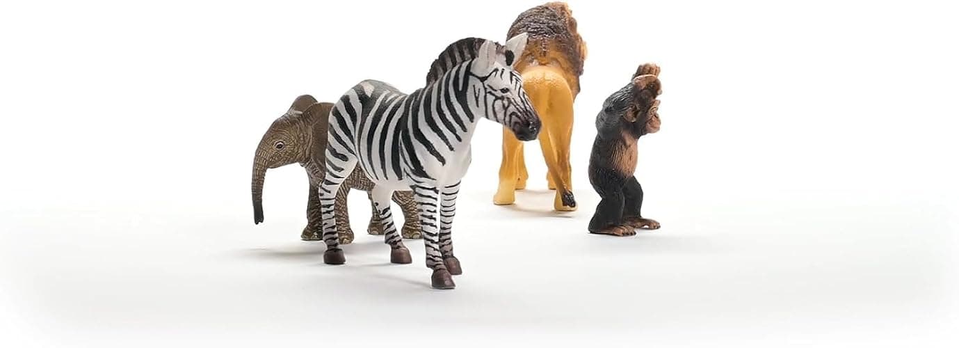 Schleich Wild Life Africa Starter Set – 4-Piece Miniature Wildlife Animal Set for Ages 3+, Featuring Lion, Zebra, Monkey and Elephant thumbnail 4