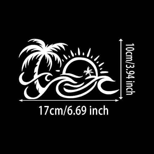 ZUKHL 2pcs 6.69"x3.94" Palm Tree and Sun Wave Vinyl Decal - Tropical Beach Design Adhesive Sticker for Car, Laptop, and Truck Decoration, Durable Car Sticker #2BZ309 thumbnail 6