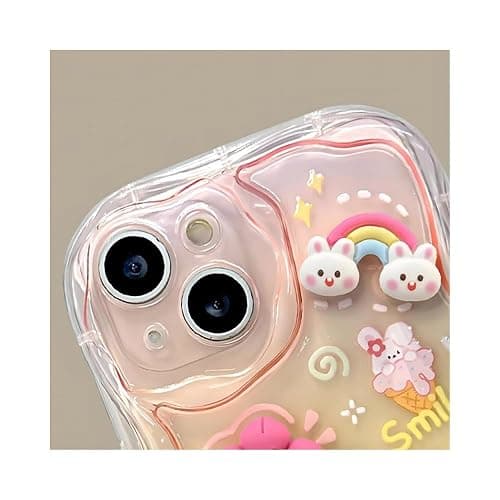 Dzdcase Designed for iPhone Case,Cute Rainbow Rabbit Duck Kawaii Cartoon Animal Wristband Strap Bracelet Chain Soft Shockproof Cover Phone Case (iPhone 17,Pink) thumbnail 3