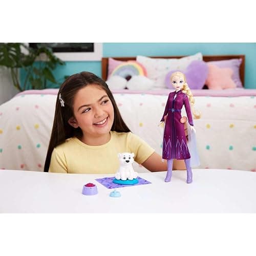 Mattel Disney Frozen Elsa Fashion Doll & Bear Cub Figure with 4 Accessories Including Animal Bed & Blanket, Inspired by Animals of Arendelle thumbnail 7