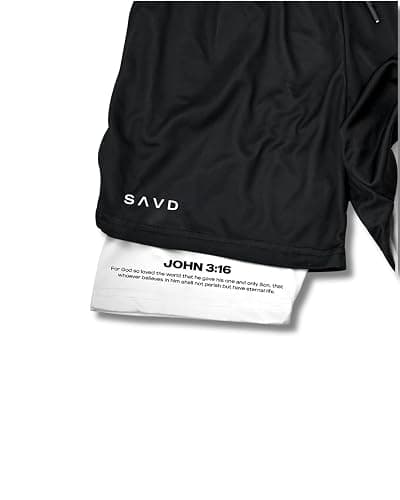 SAVD Christian Performance Shorts - Youth/Kids Gym & Sport Shorts with Pockets & Compression Liner, Bible Verse Activewear thumbnail 5